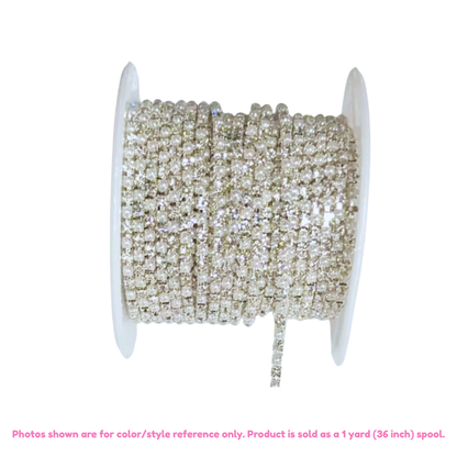 Crystal Rhinestone Chain Trim – 2mm (1 Yard, Multiple Styles Available)