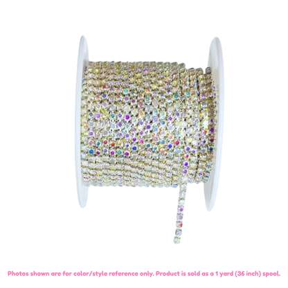 Crystal Rhinestone Chain Trim – 2mm (1 Yard, Multiple Styles Available)