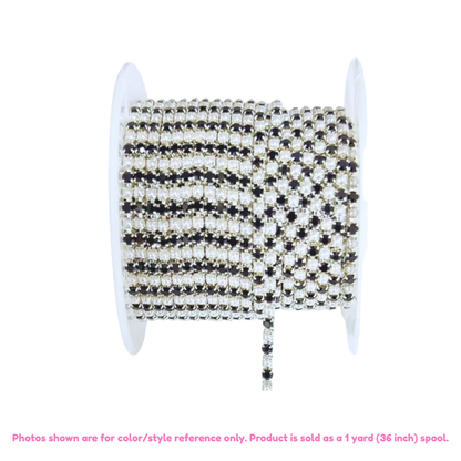Crystal Rhinestone Chain Trim – 2mm (1 Yard, Multiple Styles Available)