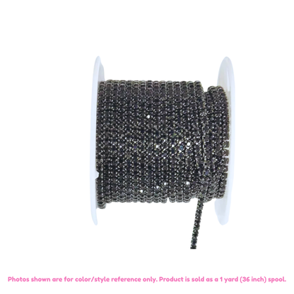 Crystal Rhinestone Chain Trim – 2mm (1 Yard, Multiple Styles Available)