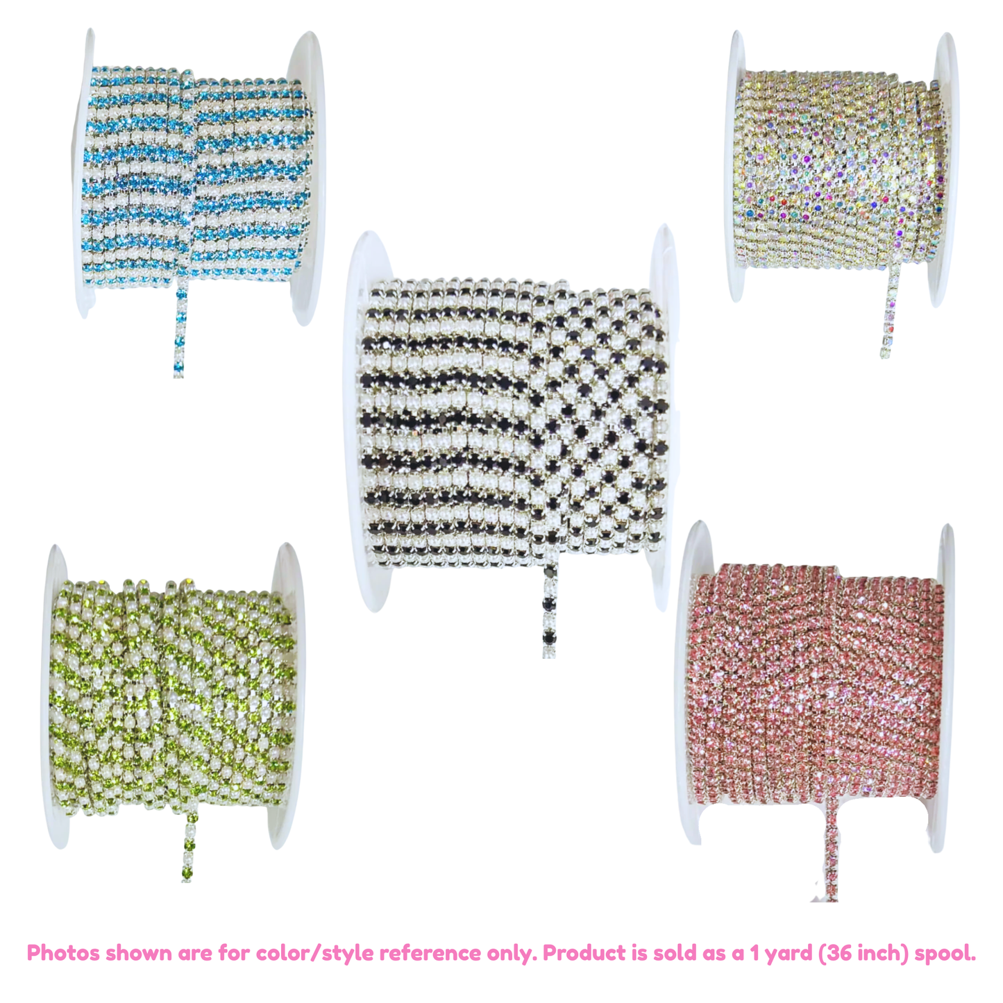 Crystal Rhinestone Chain Trim – 2mm (1 Yard, Multiple Styles Available)