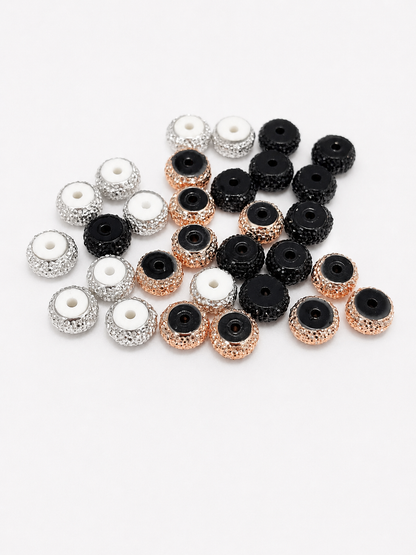Rhinestone Wheel Spacers – 6 × 12mm (10-Piece Pack, 3 Colors Available)