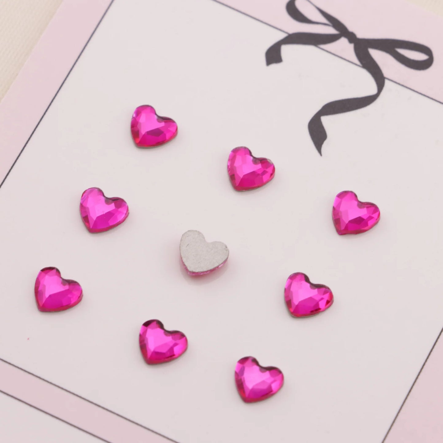 Love Heart Crystal Charms – 5.5 × 6mm Flat Base (50-Piece Pack, 9 Colors Available)