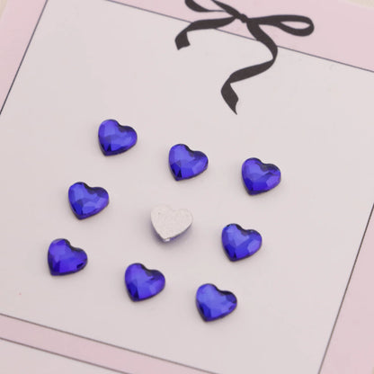 Love Heart Crystal Charms – 5.5 × 6mm Flat Base (50-Piece Pack, 9 Colors Available)