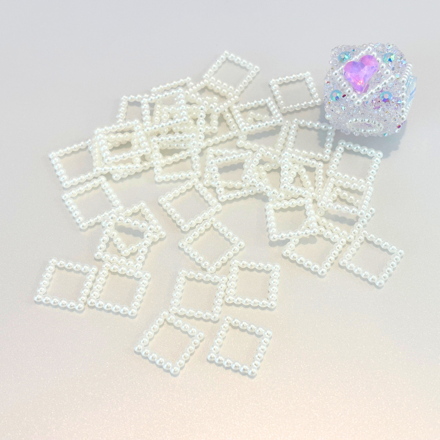 Acrylic Pearl Cube Spacer Beads – 12mm (40-Piece Set)