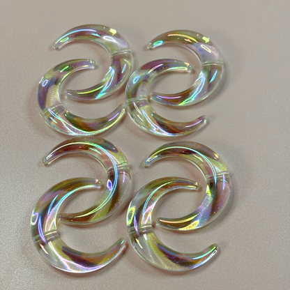 UV Coated Clear Moon Base Beads – 39 × 46mm (8-Piece Set)