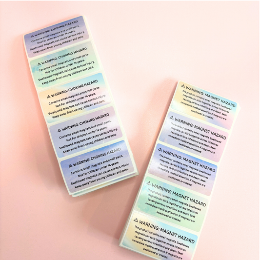 Safety Warning Labels – Choking Hazard & Magnet Labels (2.25" × 1.25", Multiple Pack Options)