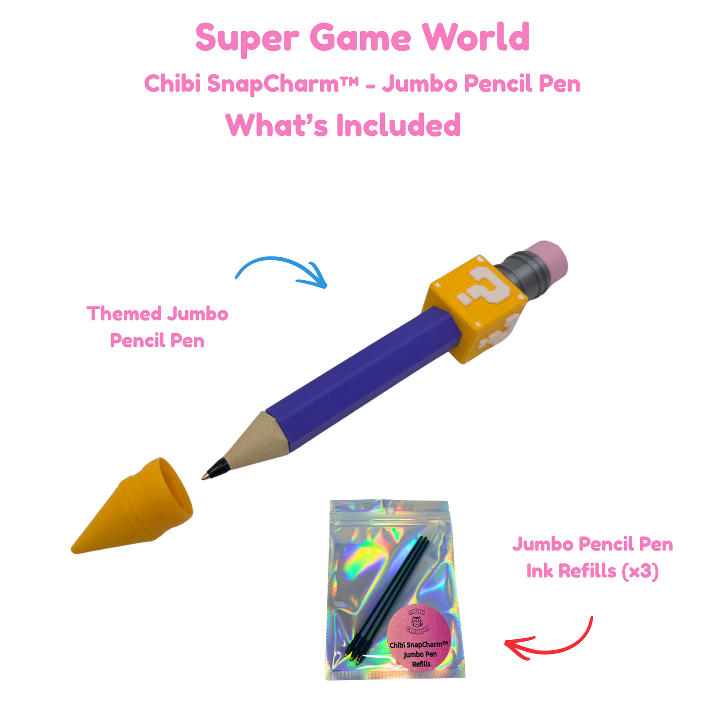 Super Game World Purple Jumbo Pencil Pen with Question Box