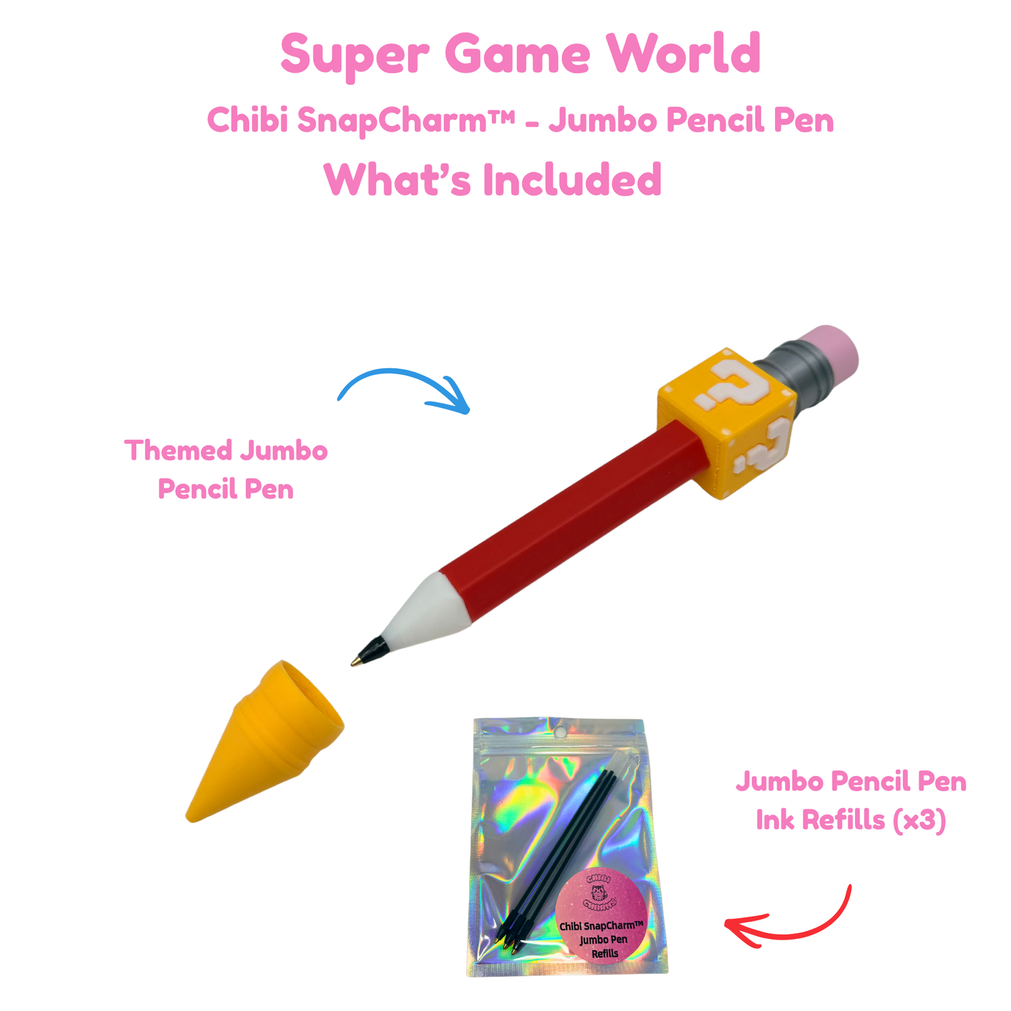 Super Game World Red Jumbo Pencil Pen with Question Box