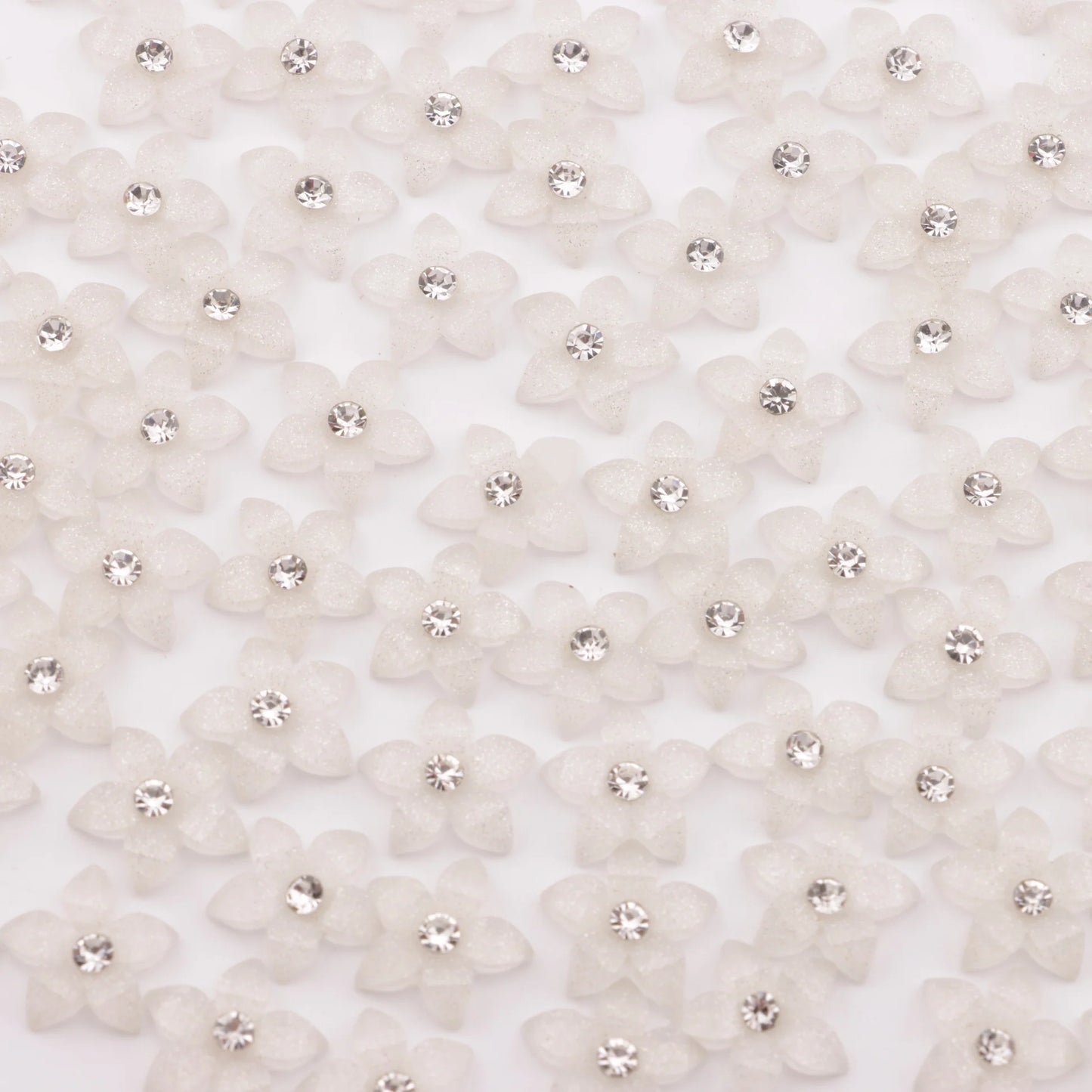 Five-Petal Flower Crystal Charms – 13mm (25-Piece Pack, 5 Colors Available)
