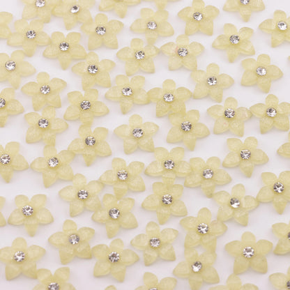 Five-Petal Flower Crystal Charms – 13mm (25-Piece Pack, 5 Colors Available)