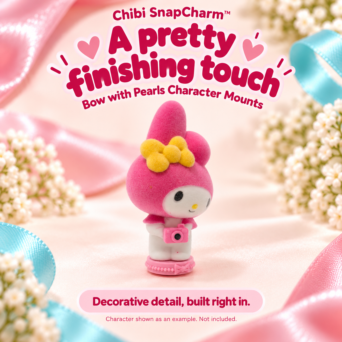 Example character on a pink Bow with Pearls Character Mount. Character not included.