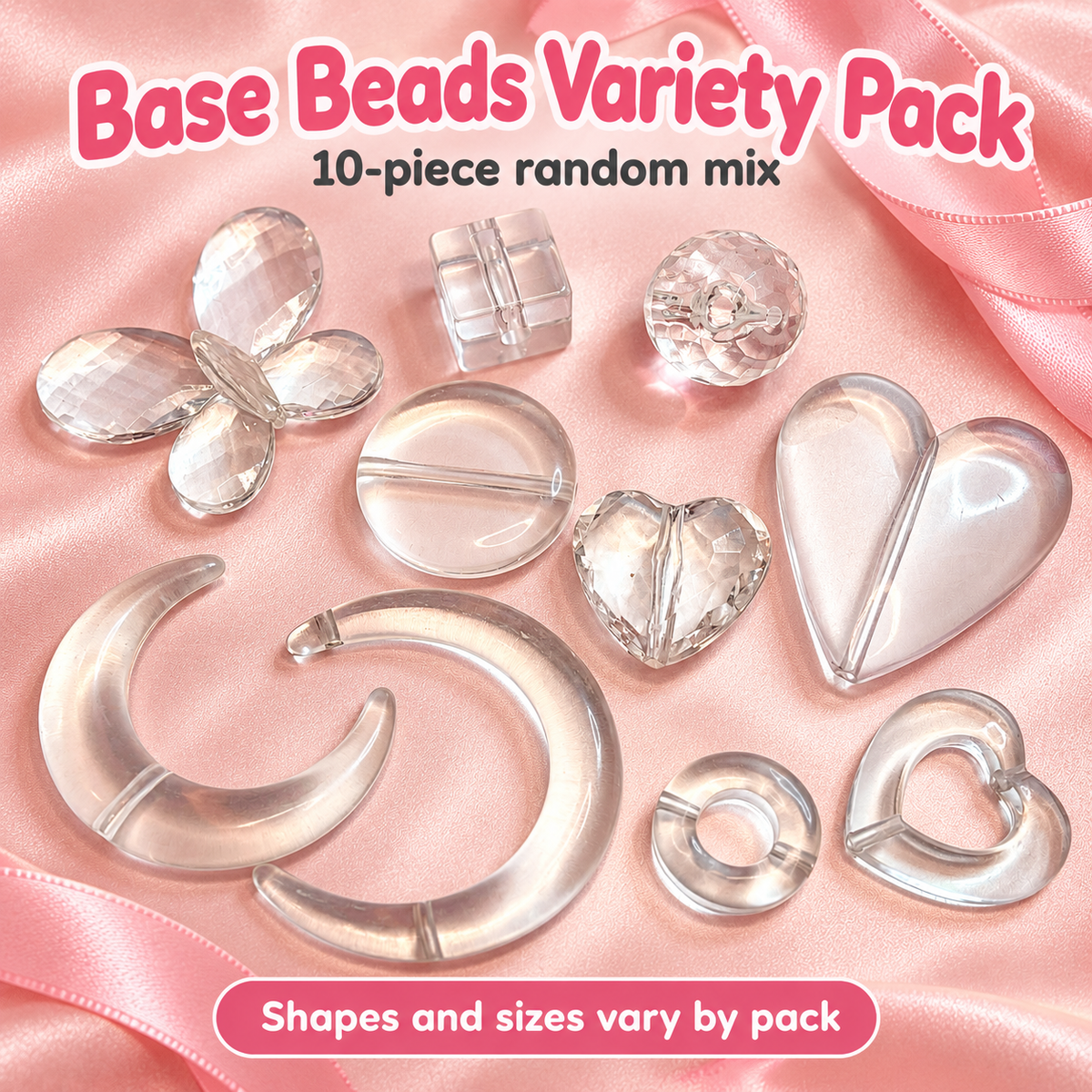 Base Beads Variety Pack – 10 Piece Random Mix for Bead Creation on a soft blush pink background