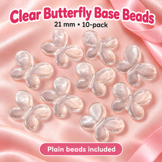 Clear Butterfly Acrylic Base Beads – 21 mm (10 pieces) on a soft blush pink background