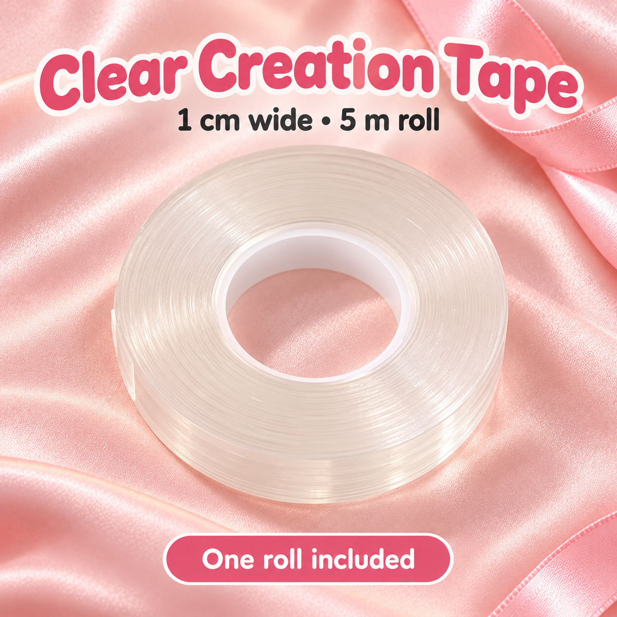 Beads Creation Tape – 1 cm Width (5 m Roll) on a soft blush pink background