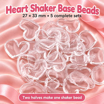 Heart Shaped Shaker Base Beads – 27 × 33mm - 5 Pack on a soft blush pink background