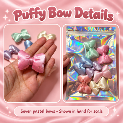 Puffy Rhinestone Bowknot Embellishments – Approx. 1.6 × 2.1 in (7-Piece Set): close-up and application examples