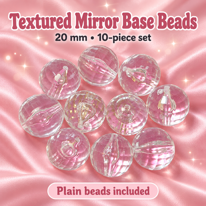 Textured Mirror Base Beads – 20mm (10-Piece Set) on a blush pink background