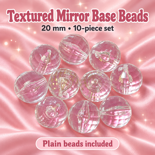 Textured Mirror Base Beads – 20mm (10-Piece Set) on a blush pink background