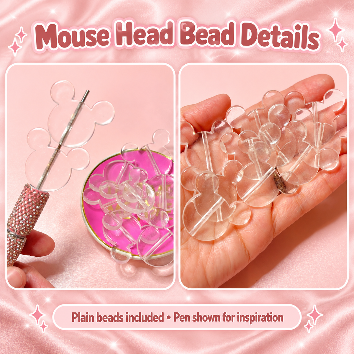 Mouse Head Flat Base Beads – 33 × 39mm (10-Piece Set): original product detail and project example
