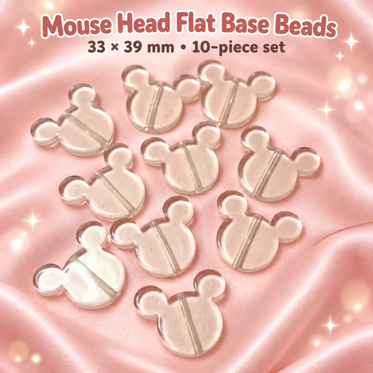 Mouse Head Flat Base Beads – 33 × 39mm (10-Piece Set) on a blush pink background