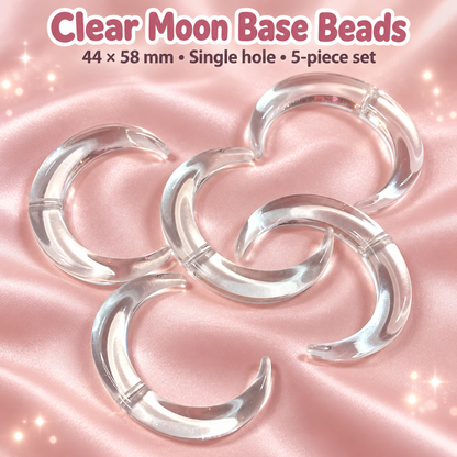 Clear Moon Base Beads - Single Hole – 44 × 58mm (5-Piece Set) on a blush pink background