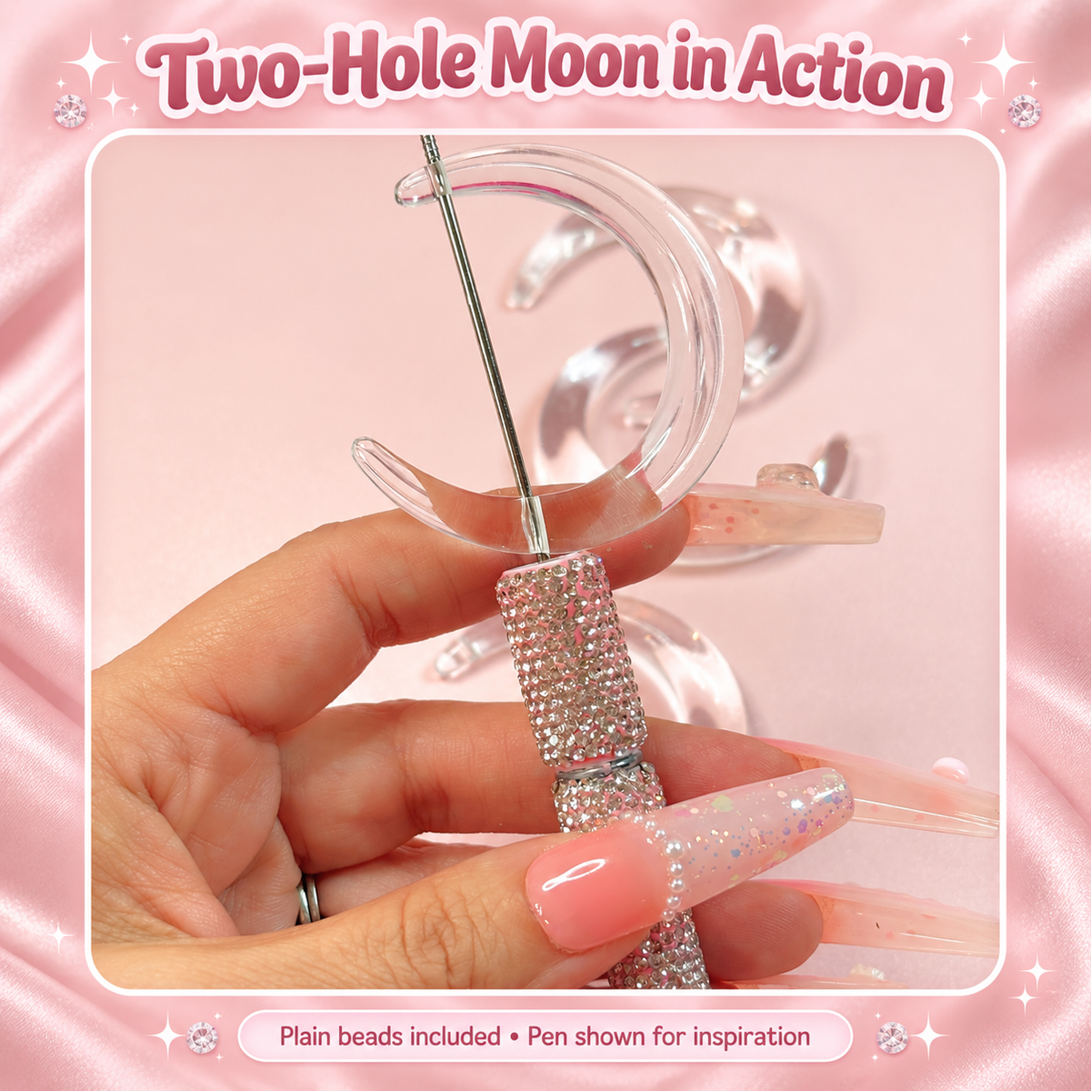 Clear Moon 2-Hole Base Beads – 48 × 55mm (5-Piece Set): original product detail and project example