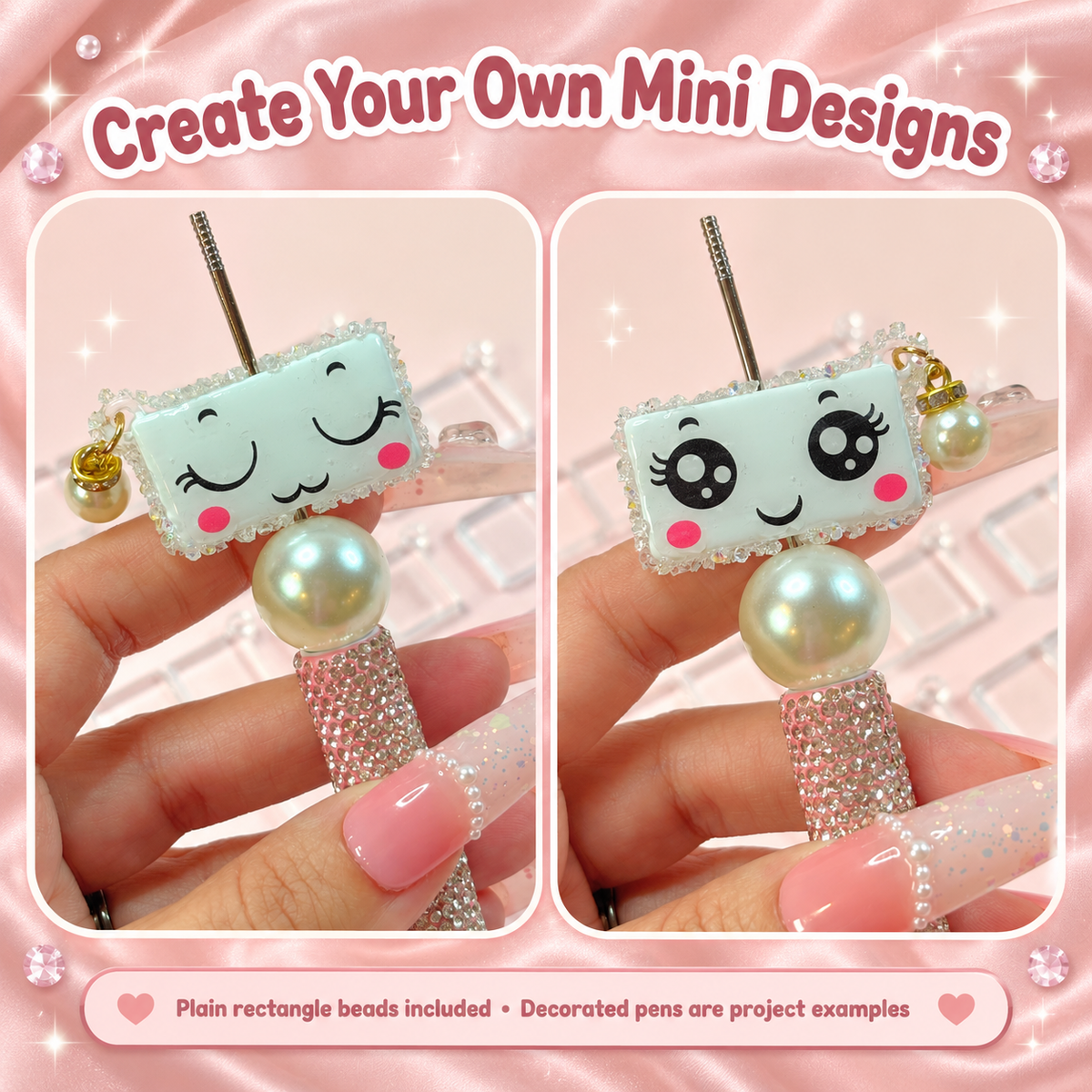 Clear Rectangle Base Beads with Charm Hook – 20 × 37mm (10-Piece Set): original product detail and project example