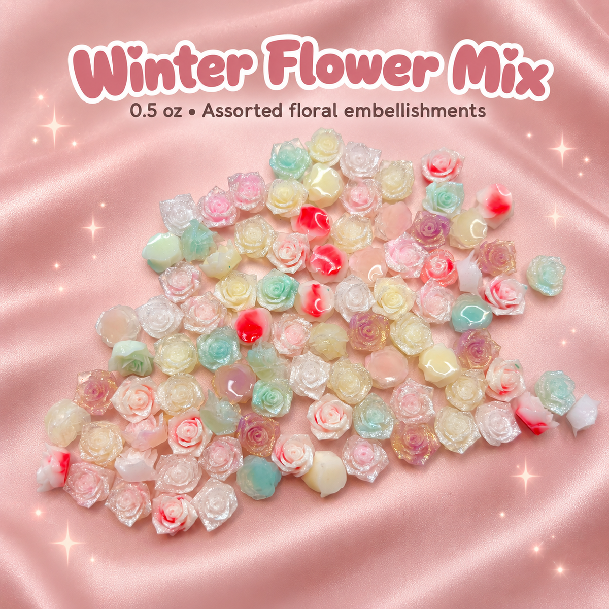 Flower Mix Pack – Winter Blend (0.5 oz) on a blush pink background