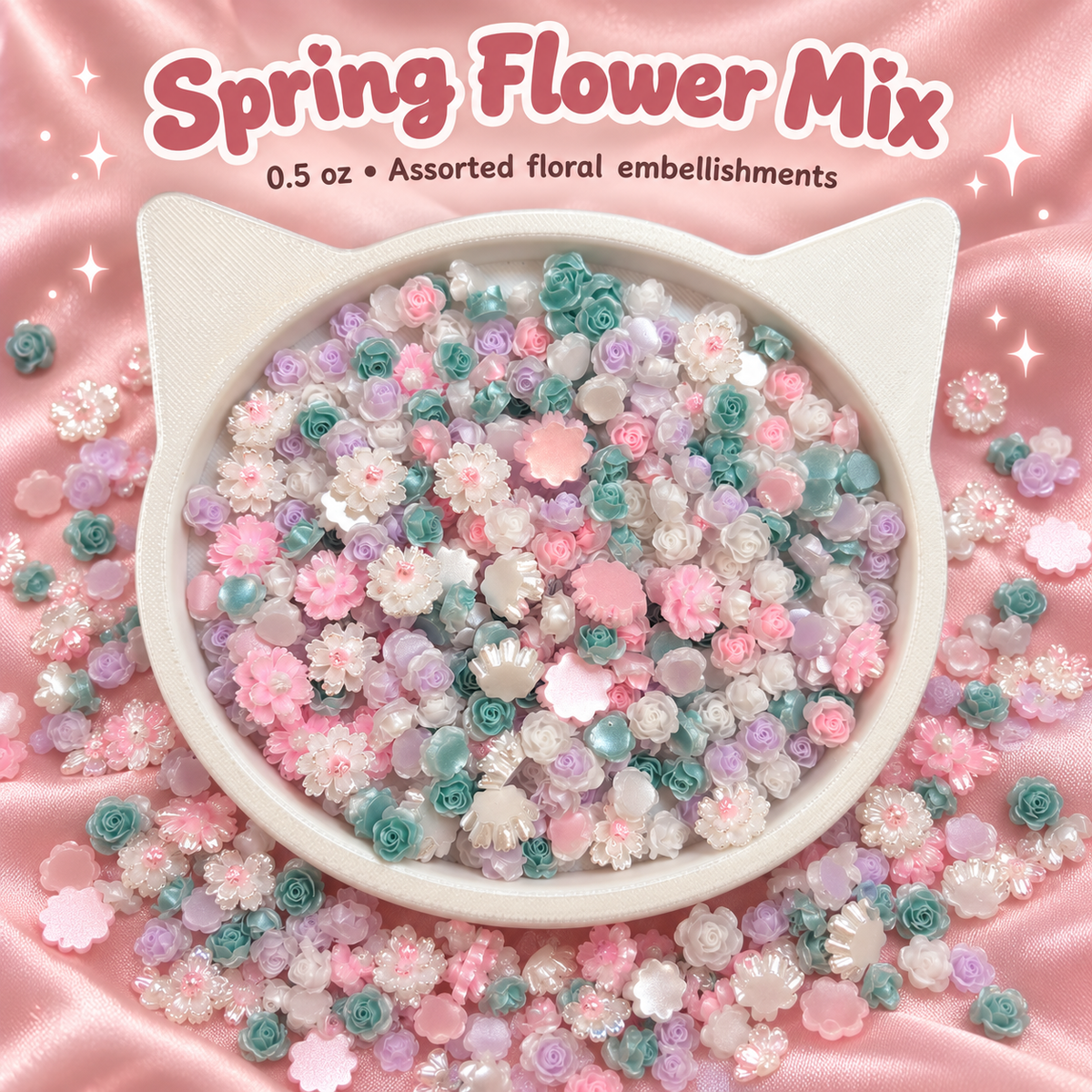 Flower Mix Pack – Spring Blend (0.5 oz) on a blush pink background