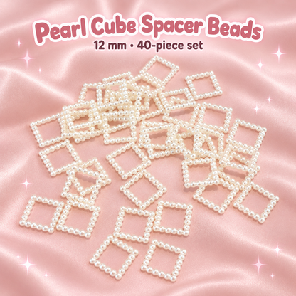 Acrylic Pearl Cube Spacer Beads – 12mm (40-Piece Set) on a blush pink background