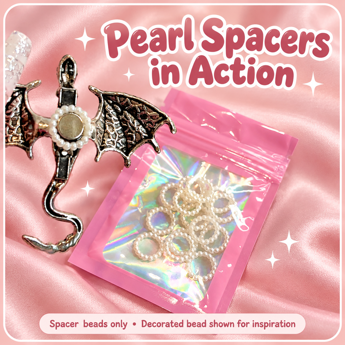 Pearl Spacer Beads – 14mm (25-Piece Set): detail and example