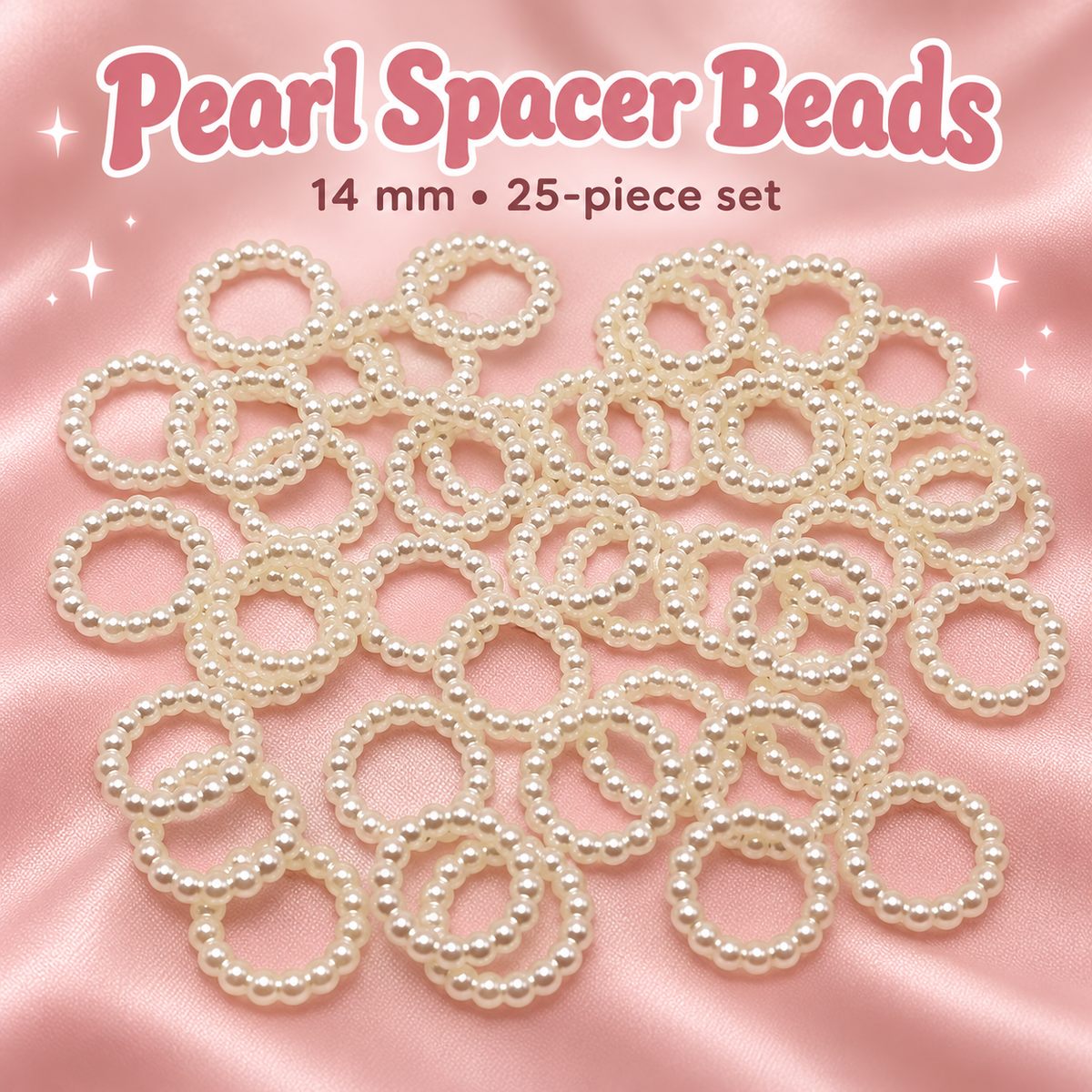 Pearl Spacer Beads – 14mm (25-Piece Set): product overview