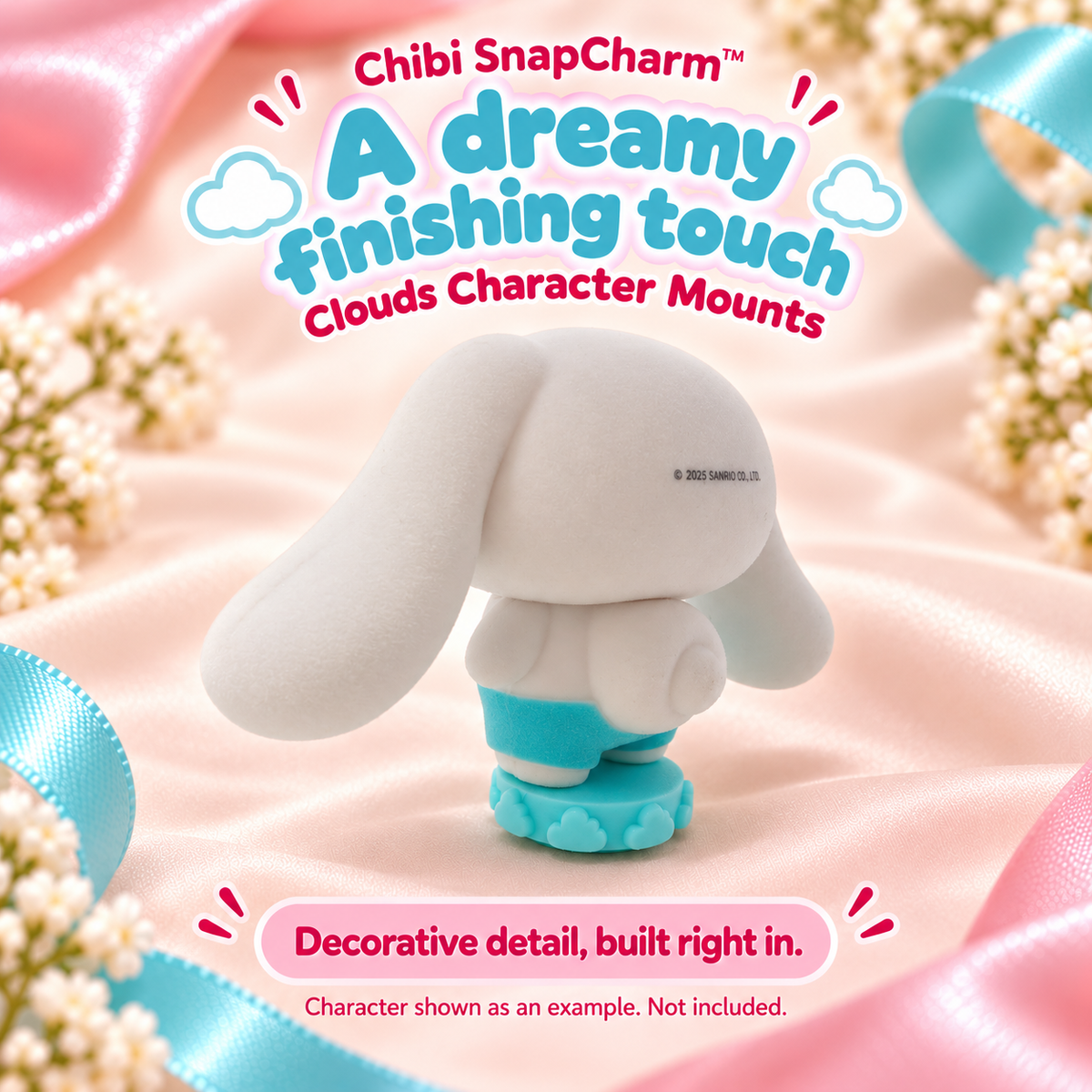 Rear view of a character attached to a cyan Clouds Character Mount. Character not included.
