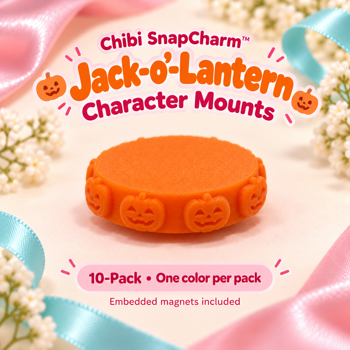 Orange Jack-o’-Lantern Character Mounts, 10-pack in one selected color