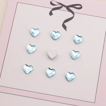Love Heart Crystal Charms – 5.5 × 6mm Flat Base (50-Piece Pack, 9 Colors Available)