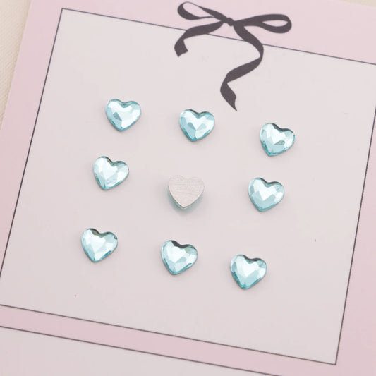 Love Heart Crystal Charms – 5.5 × 6mm Flat Base (50-Piece Pack, 9 Colors Available)