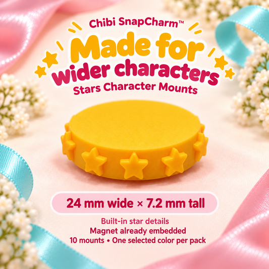 Stars Character Mounts, 24 mm wide by 7.2 mm tall, with built-in star details